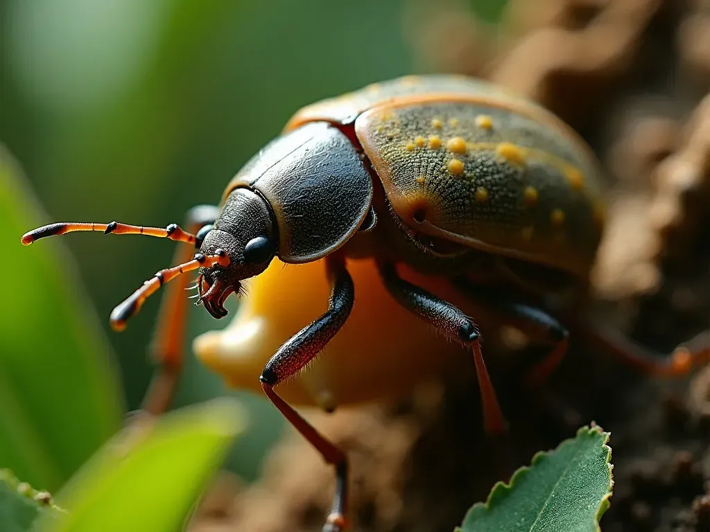 さなぎから変態するカブトムシ