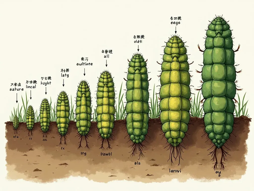 カナブンの幼虫成長過程