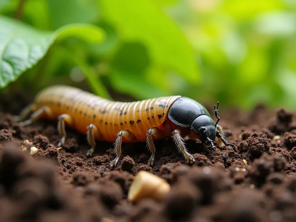 新しい土に戻る幼虫